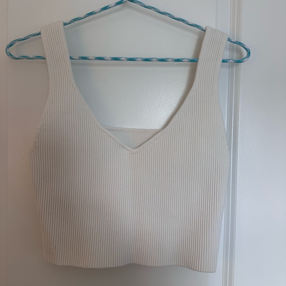 Abound Cream Ribbed Crop Tank Top